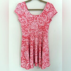 AEROPOSTALE Coral Paisley Floral Boho Fit & Flare Mini Dress Preppy Textured M